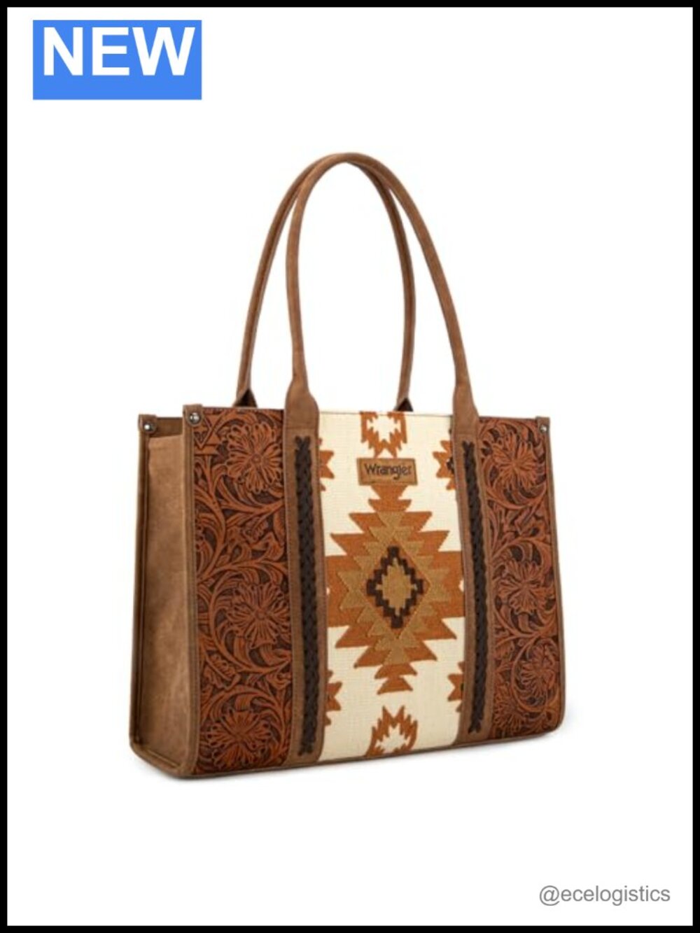 Large Leather Aztec Tote Bag Western Shoulder Purse Top Handle with Padded